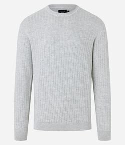 Suéter Regular em Algodão com Textura Grid
