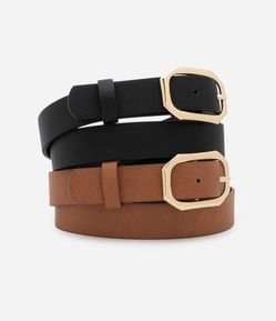 Kit 02 Cintos Médios e Fivelas Retangulares