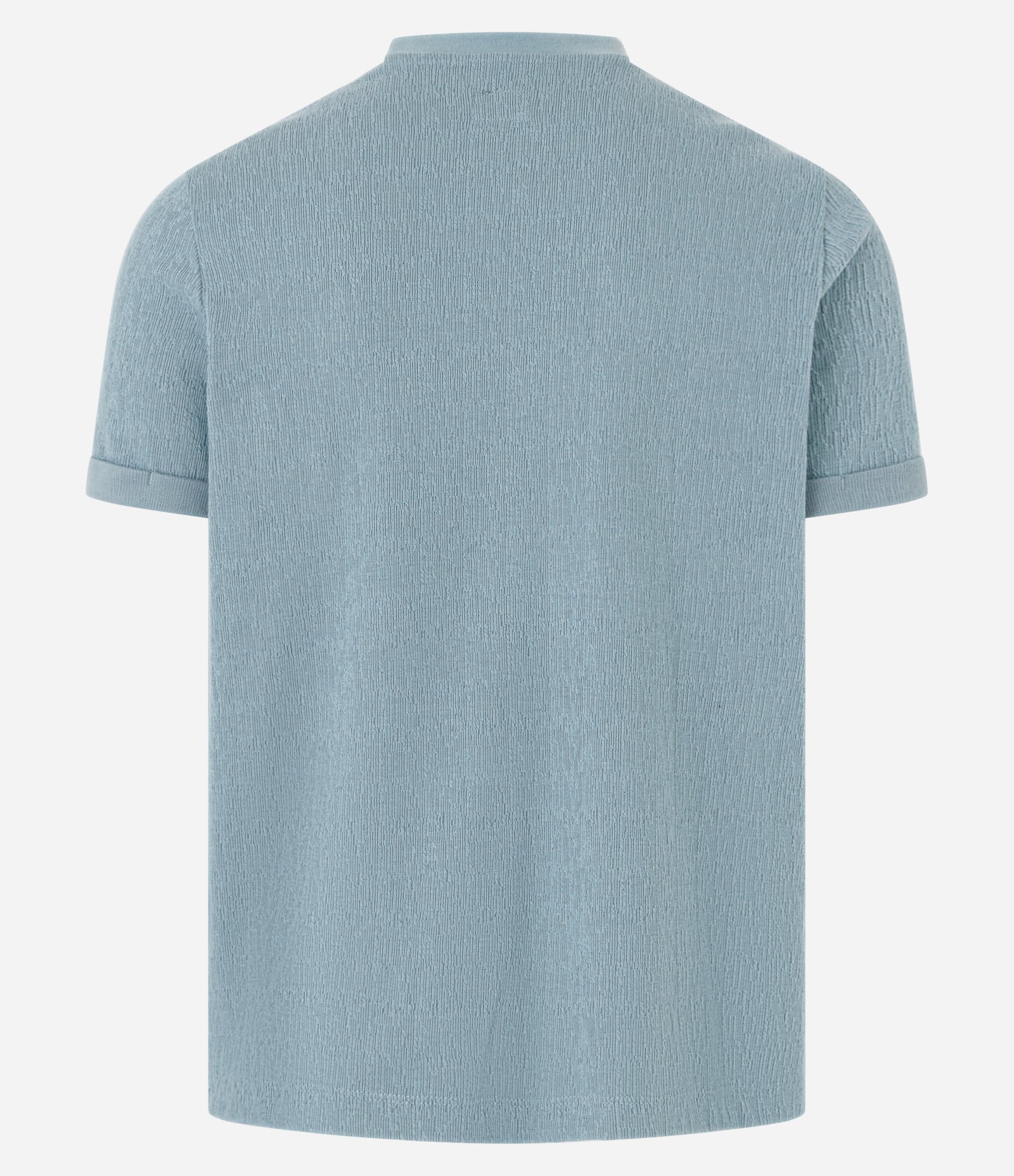 Camiseta Slim em Algodão com Textura e Dobra na Manga Azul 8
