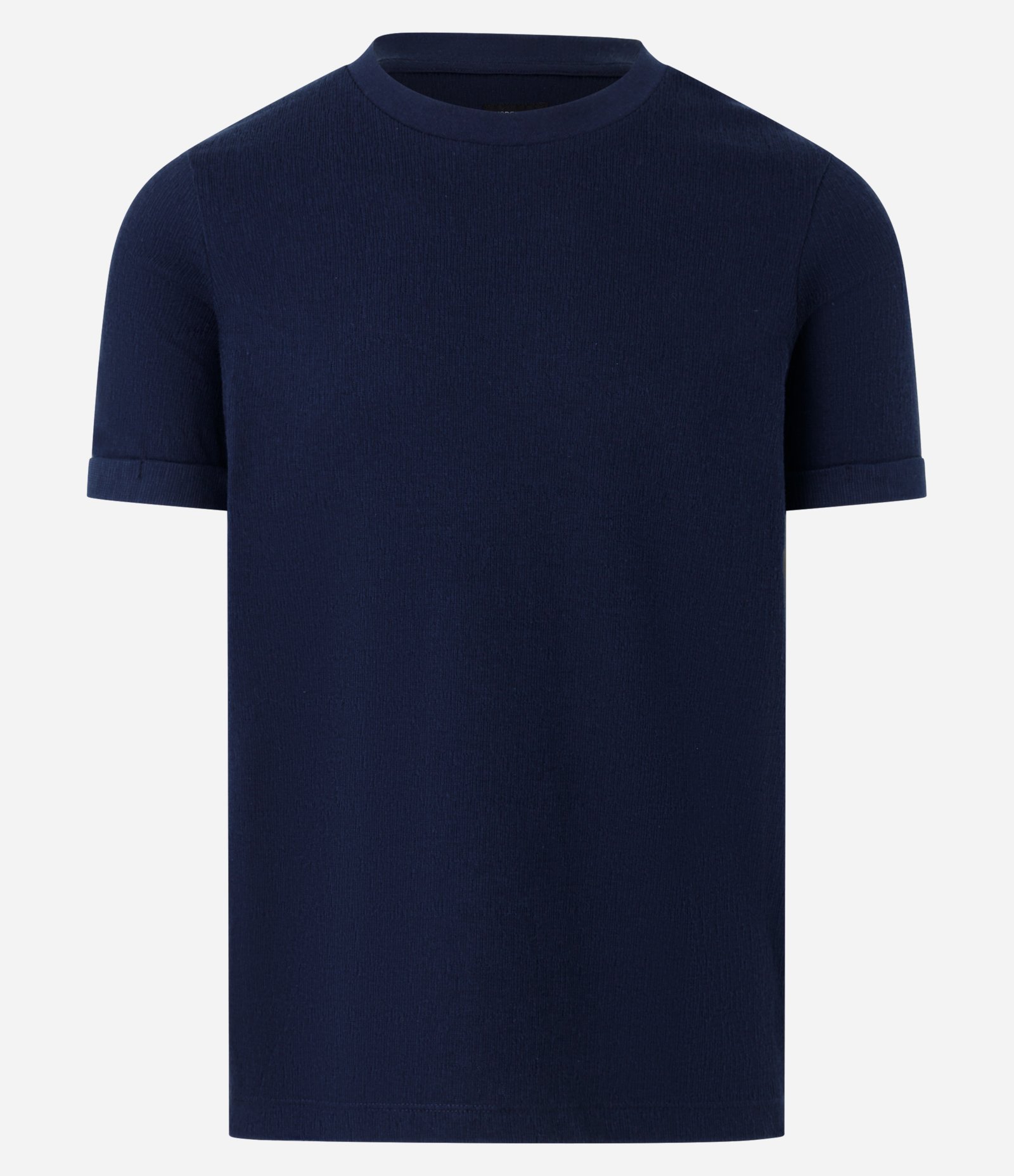 Camiseta Slim em Algodão com Textura e Dobra na Manga Azul Marinho 6
