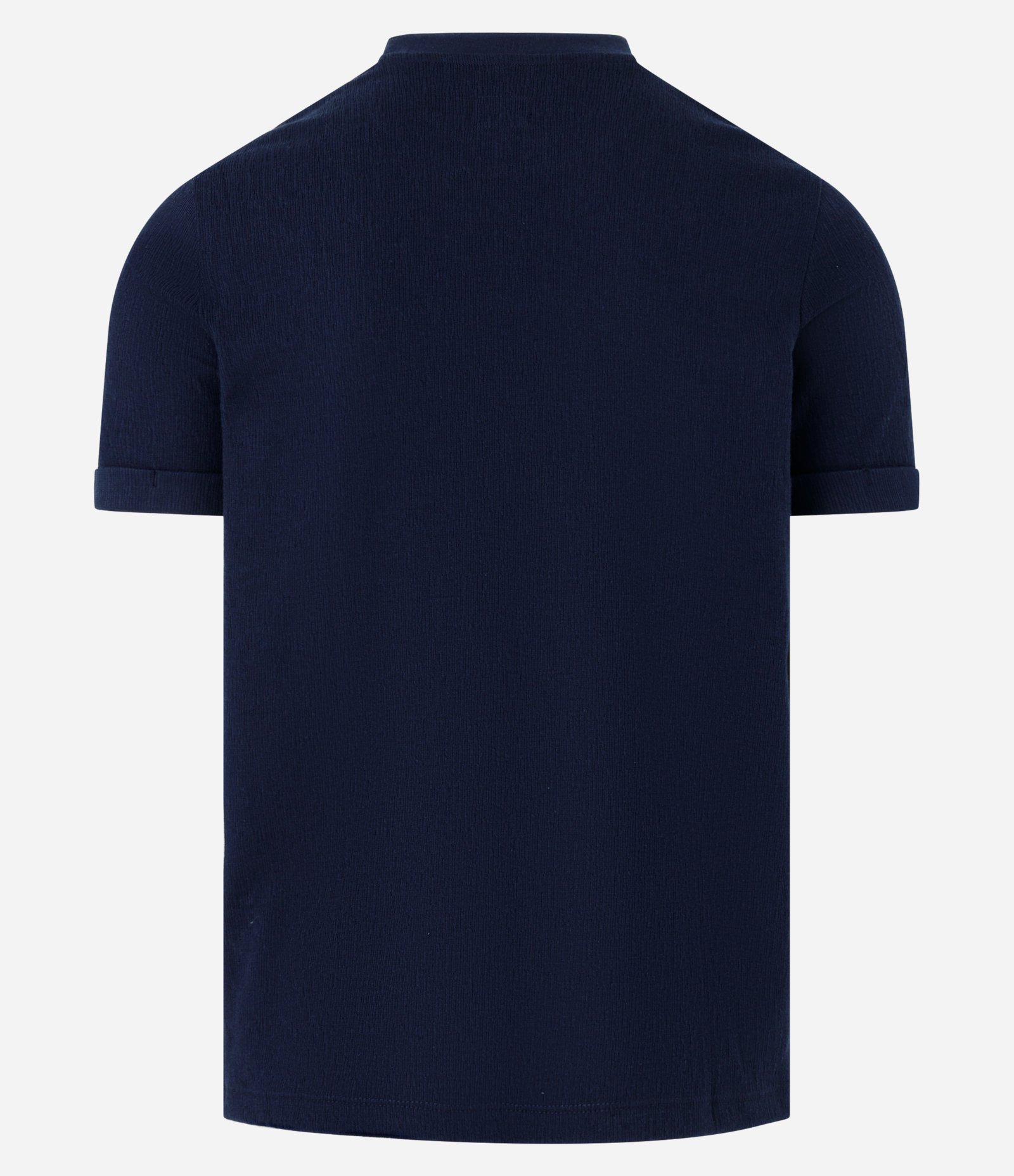 Camiseta Slim em Algodão com Textura e Dobra na Manga Azul Marinho 8