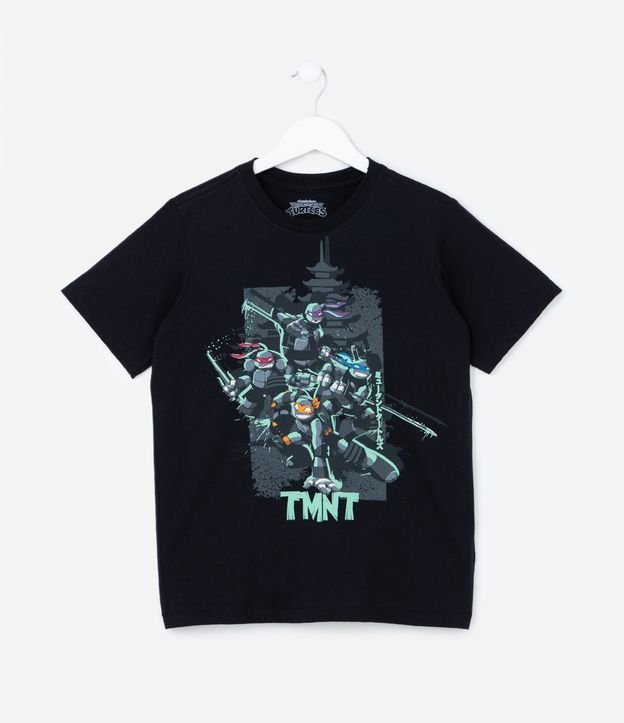 Camiseta Infantil com Estampa das Tartarugas Ninjas Brilha no Escuro - Tam 5 a 14 anos