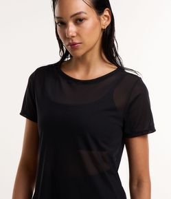 Camiseta Esportiva em Tule com Costas Transpassadas