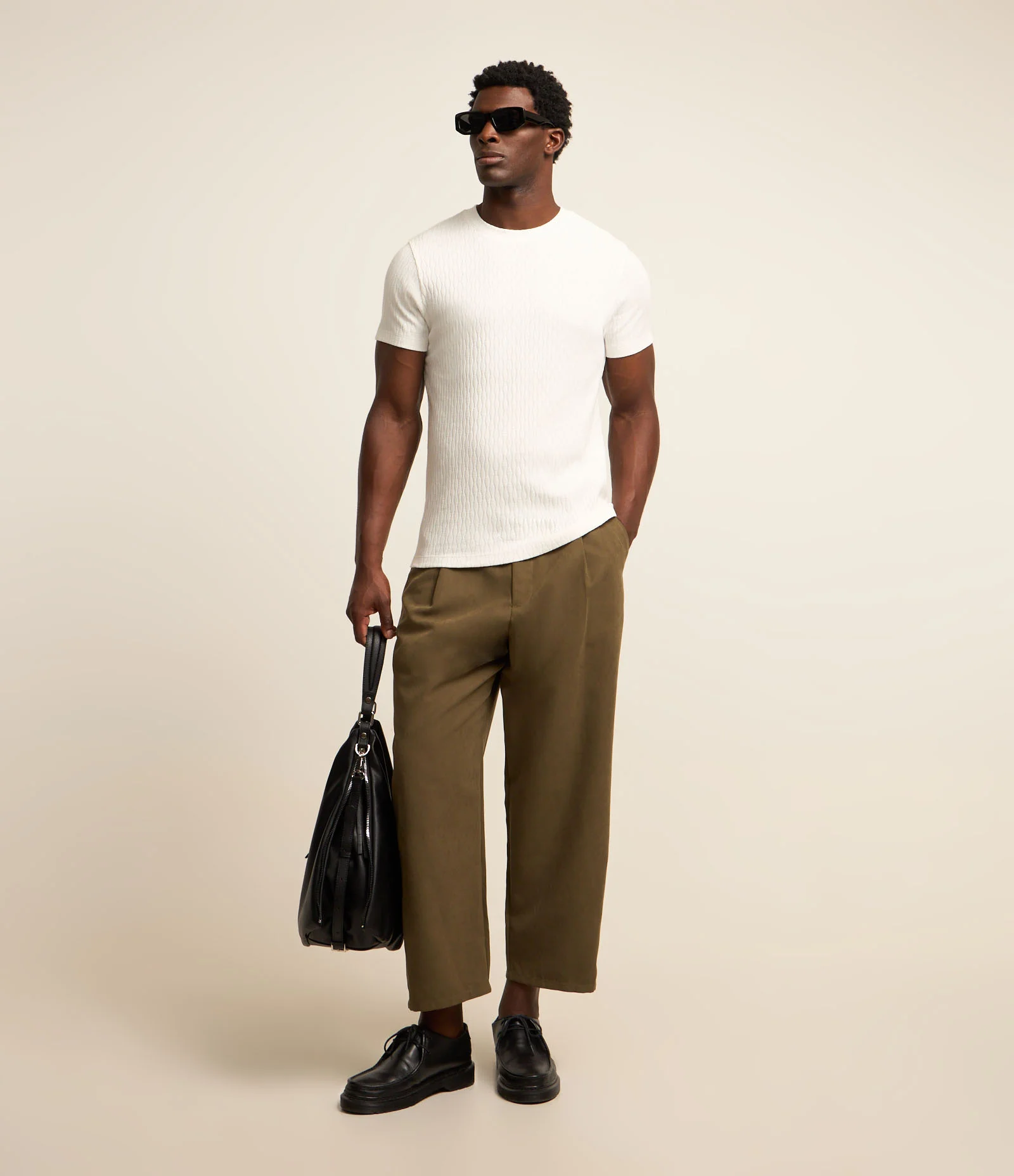 Camiseta Muscle em Algodão com Textura Ondulada Branco 2