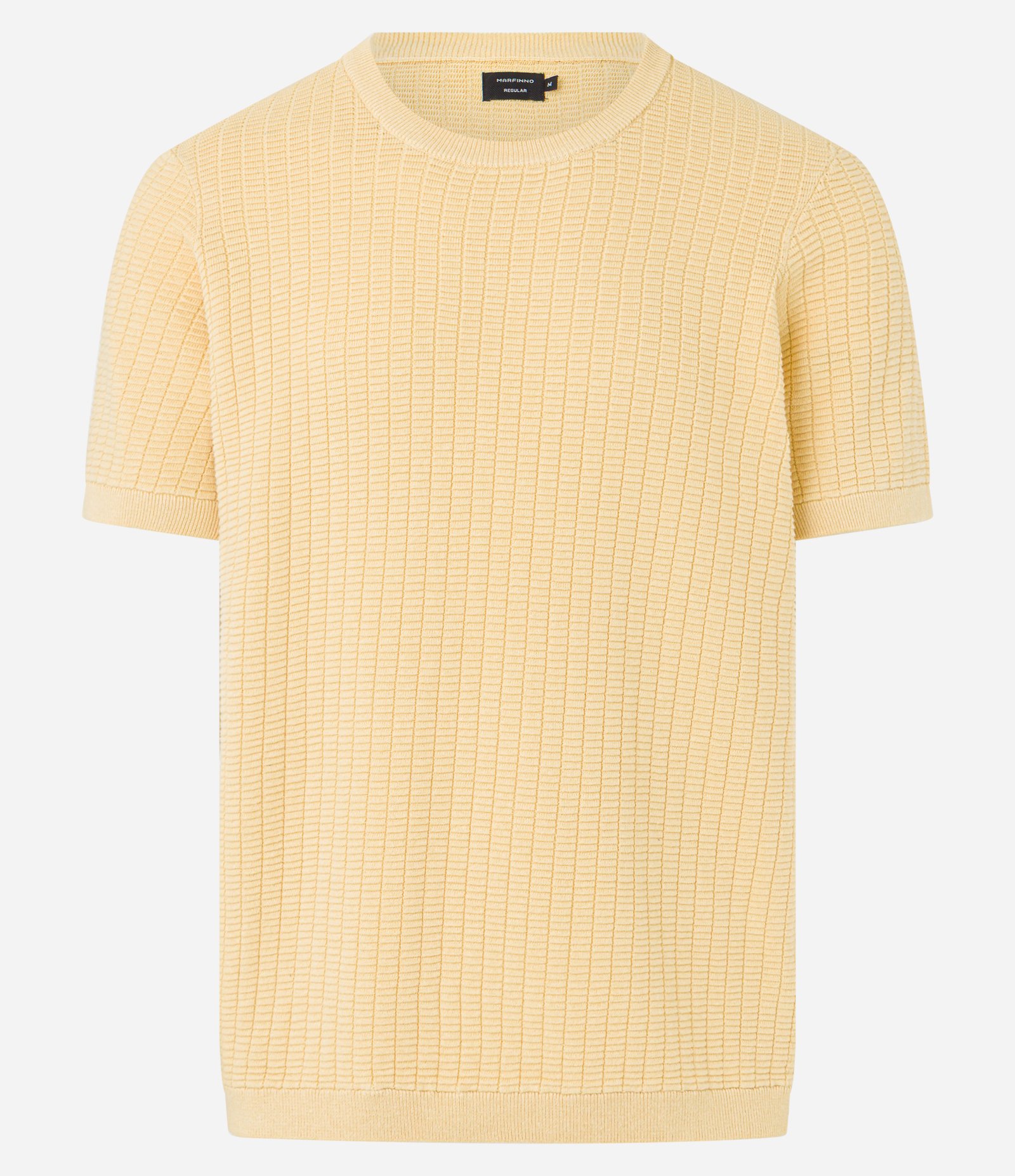 Camiseta Regular em Tricô com Textura Canelada Amarelo 1
