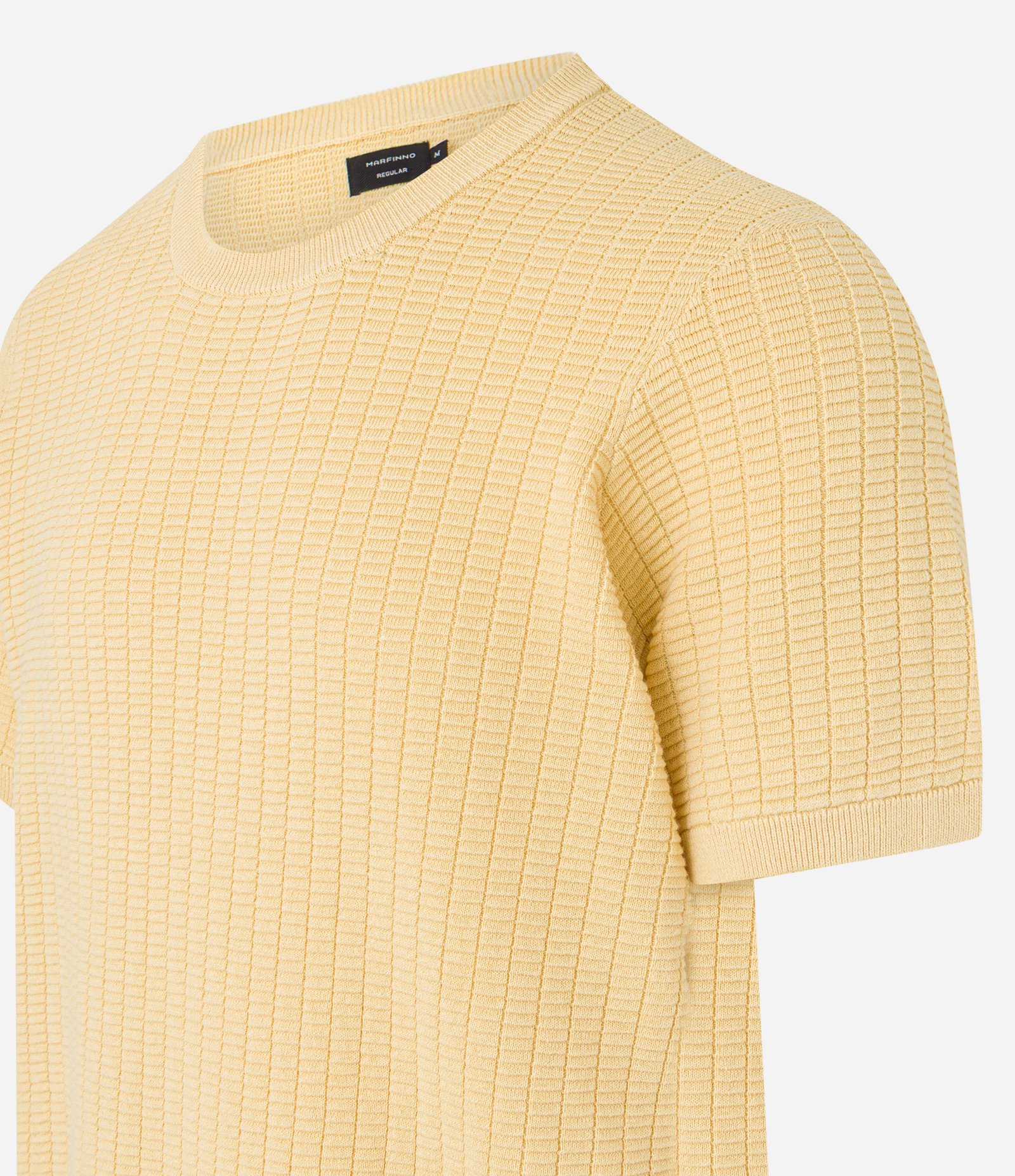 Camiseta Regular em Tricô com Textura Canelada Amarelo 2