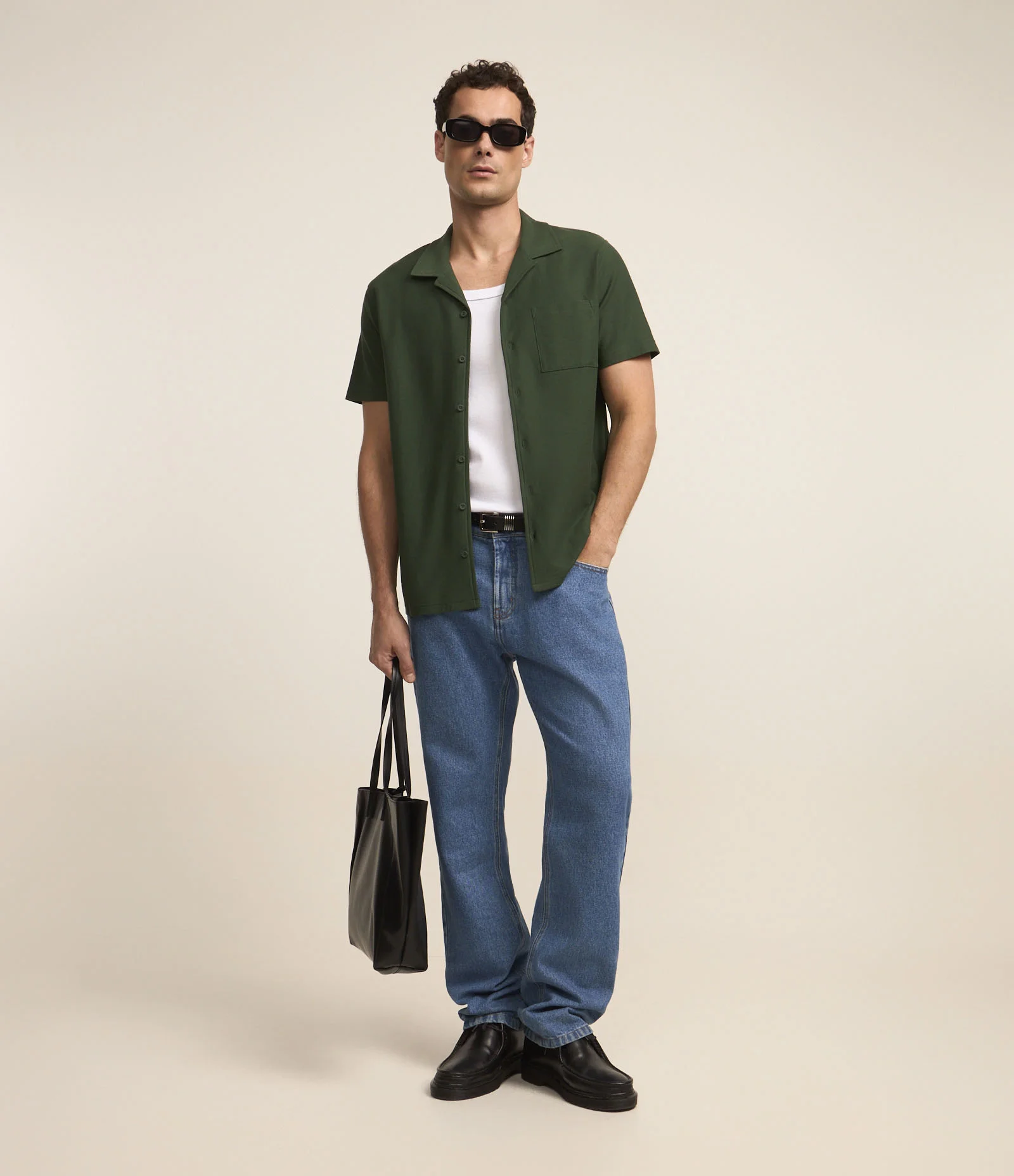 Camisa em Piquet com Textura e Bolso Frontal Verde 3