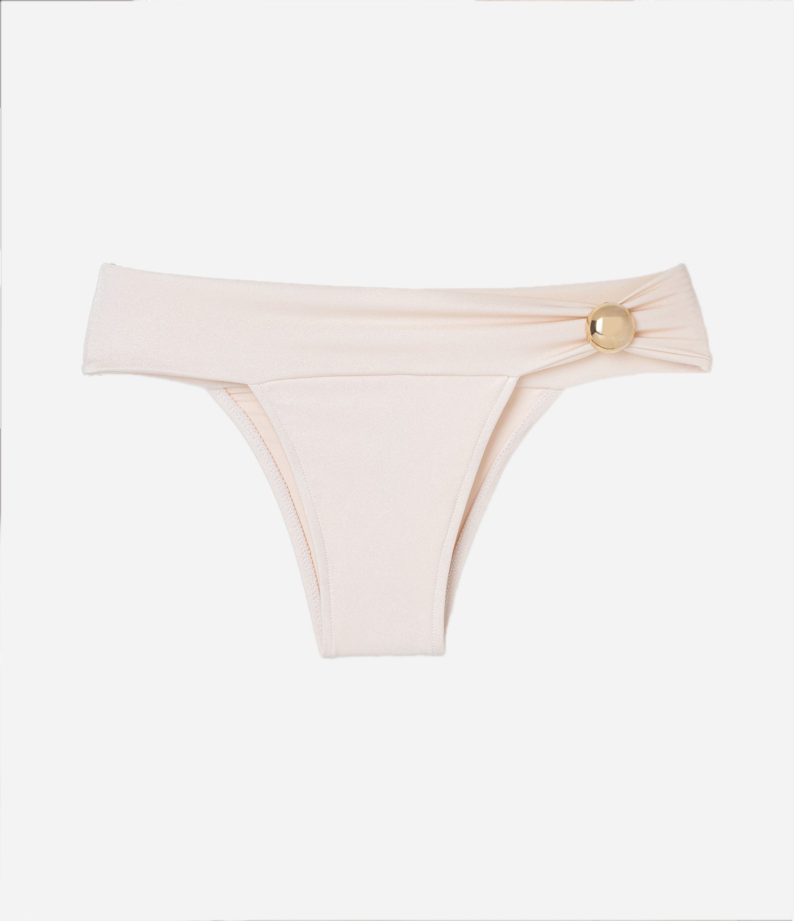 Biquíni Calcinha Hot Pants em Microfibra com Bolinha Metalizada Bege 5