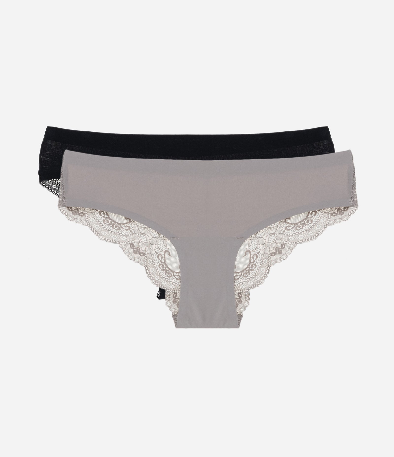 Kit 02 Calcinhas Biquíni com Renda no Bumbum Preto/Cinza 1