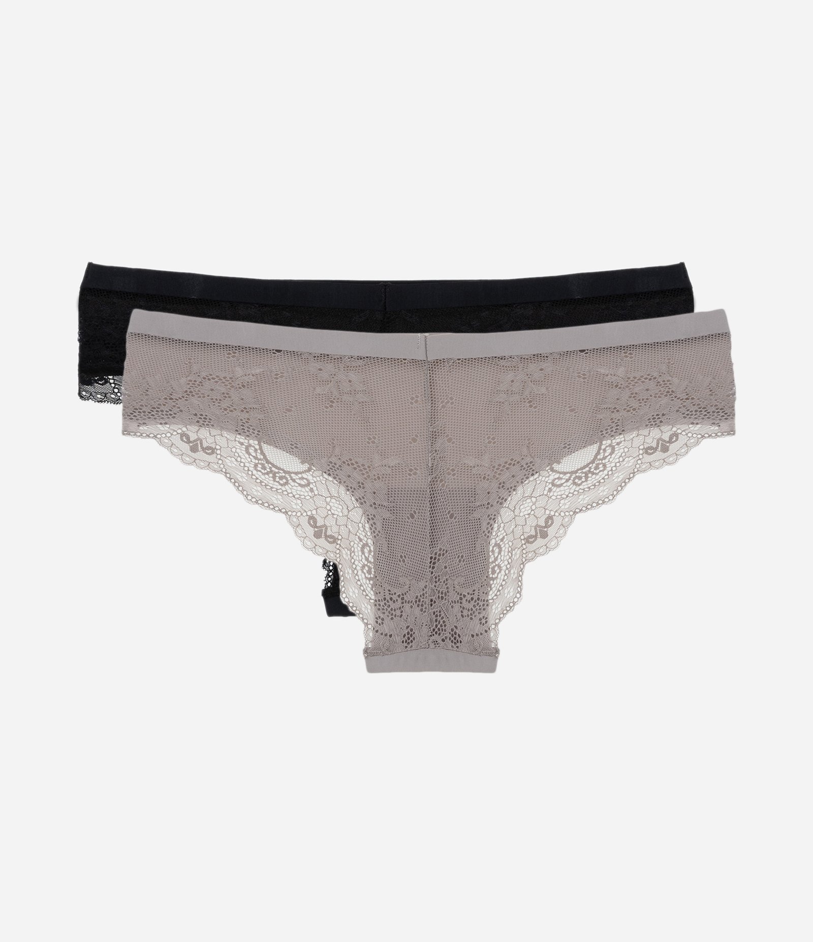 Kit 02 Calcinhas Biquíni com Renda no Bumbum Preto/Cinza 2
