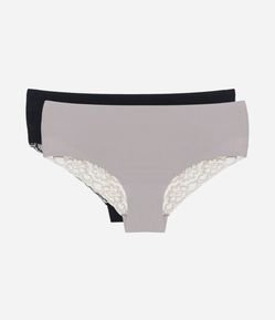 Kit 02 Calcinhas Boyshort em Microfibra com Renda