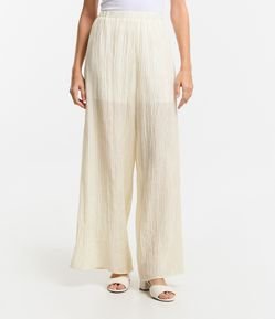 Calça Alfaiatada com Elástico na Cintura e Textura Plissada