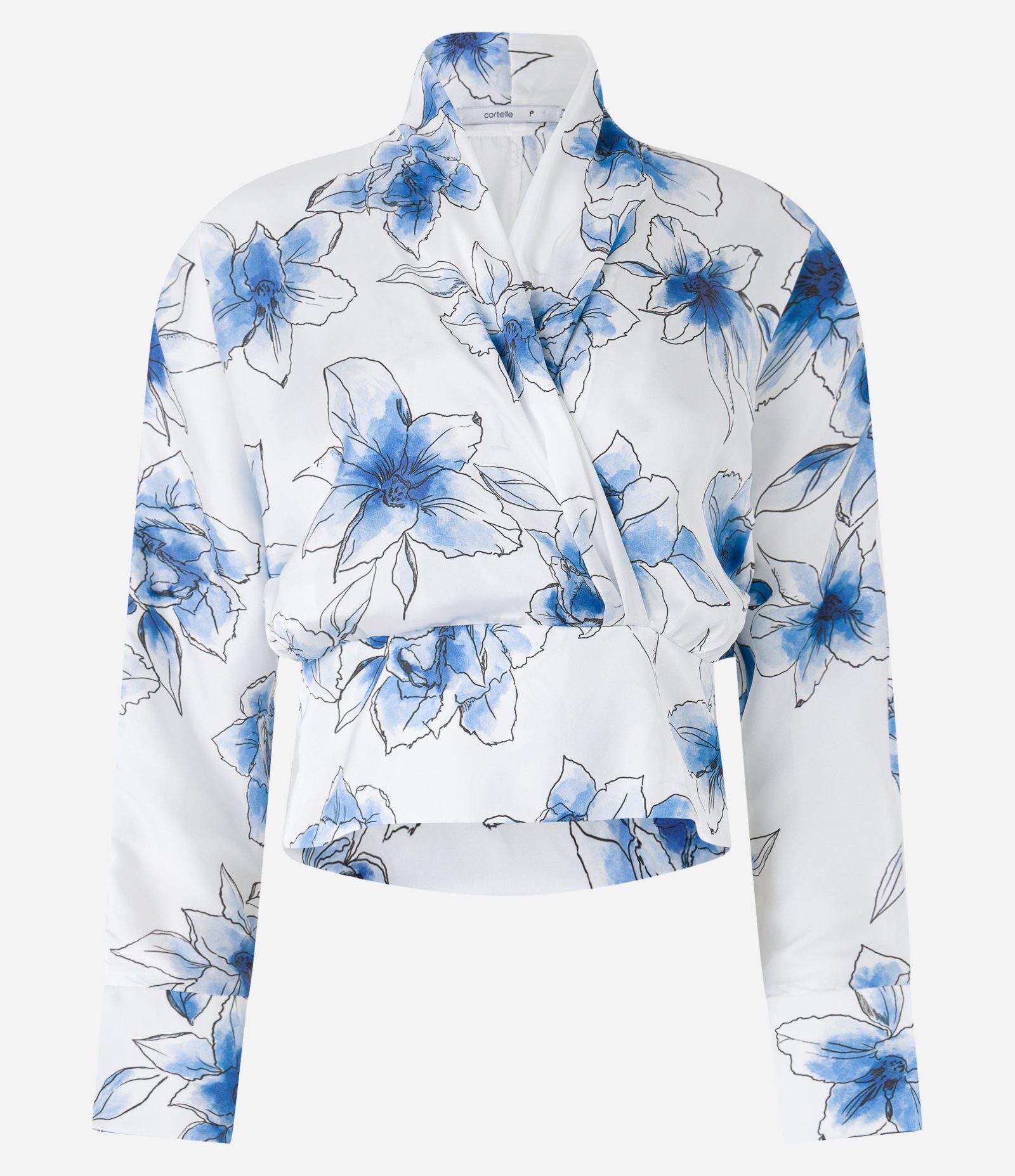 Camisa em Tecido Acetinado com Transpasse e Estampa Floral Branco Neve 6