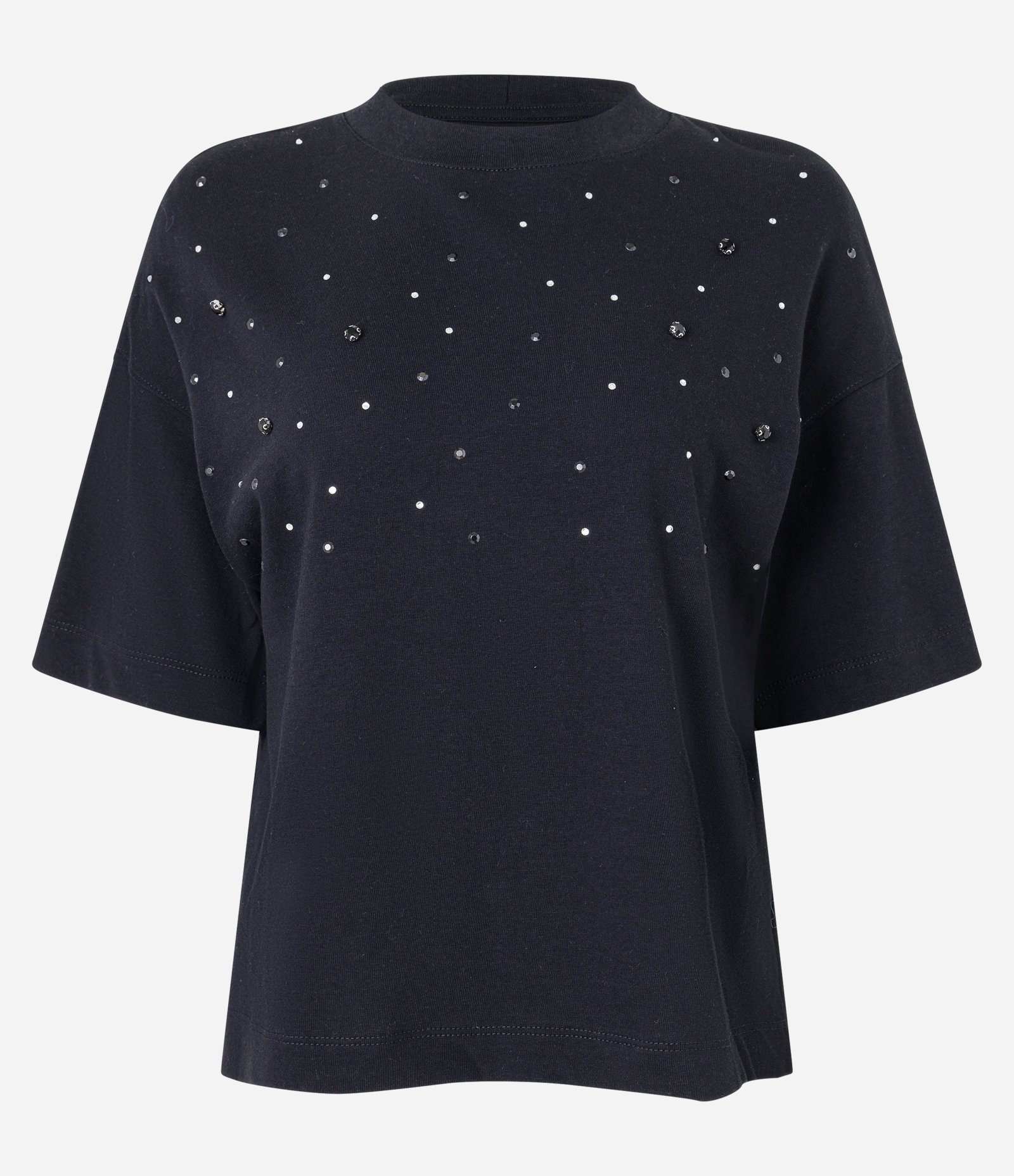 Blusa Boxy Oversized em Algodão com Pedrarias de Strass Preto 5