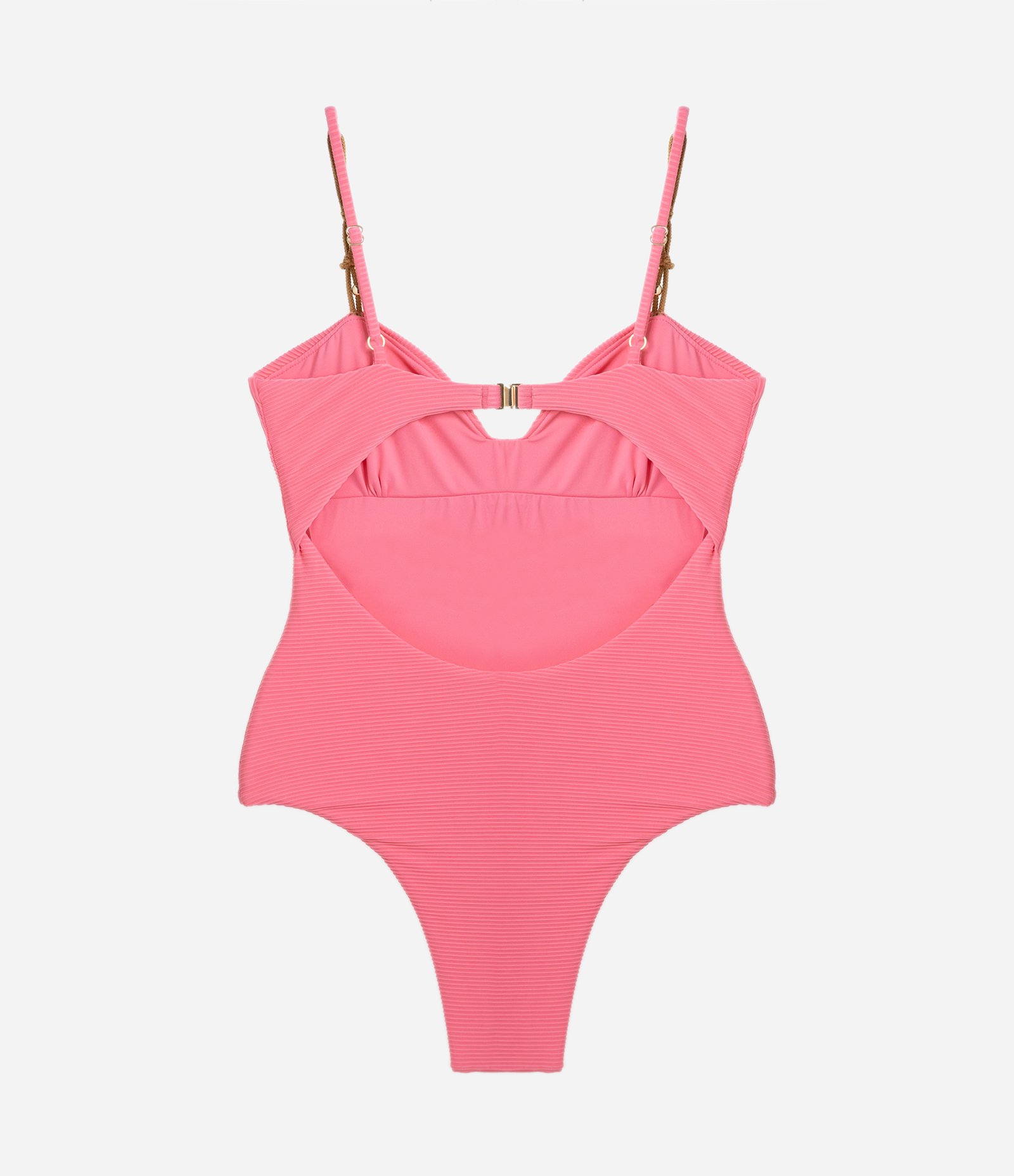 Maiô em Tecido Texturizado com Alça Texturizada e Recorte Vazado nas Costas Rosa 5