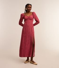 Vestido New Midi em Viscose Poá com Amarração nas Costas