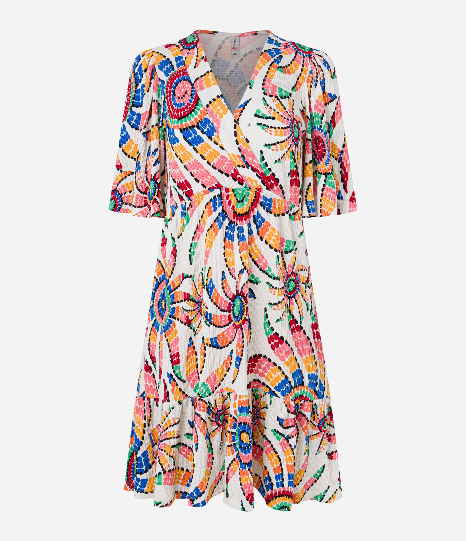 Vestido Curto Texturizado com Estampa Floral Branco 5