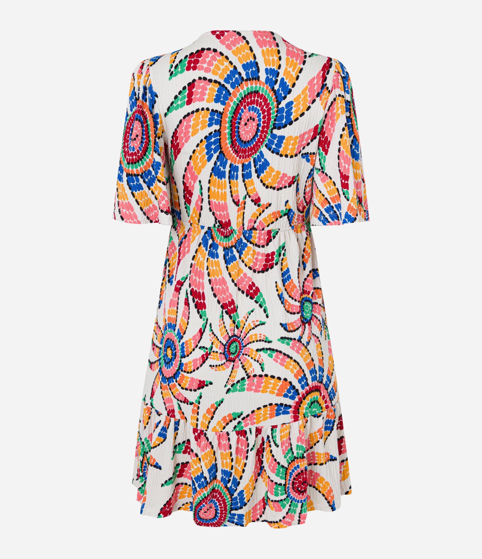 Vestido Curto Texturizado com Estampa Floral Branco 7