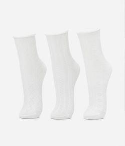 Kit 03 Meias Cano Alto em Jacquard com Textura Geométrica