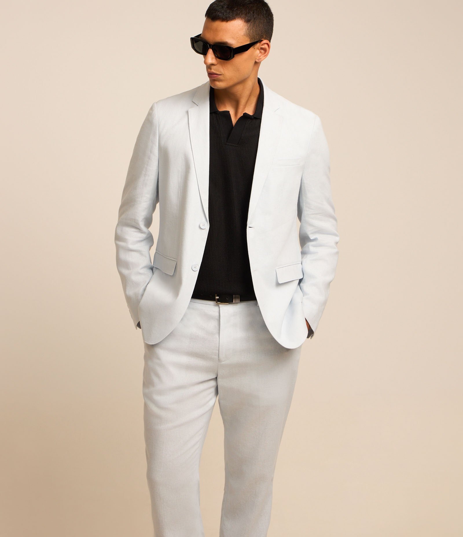 Calça Relaxed Alfaiatada em Viscolinho Azul 2