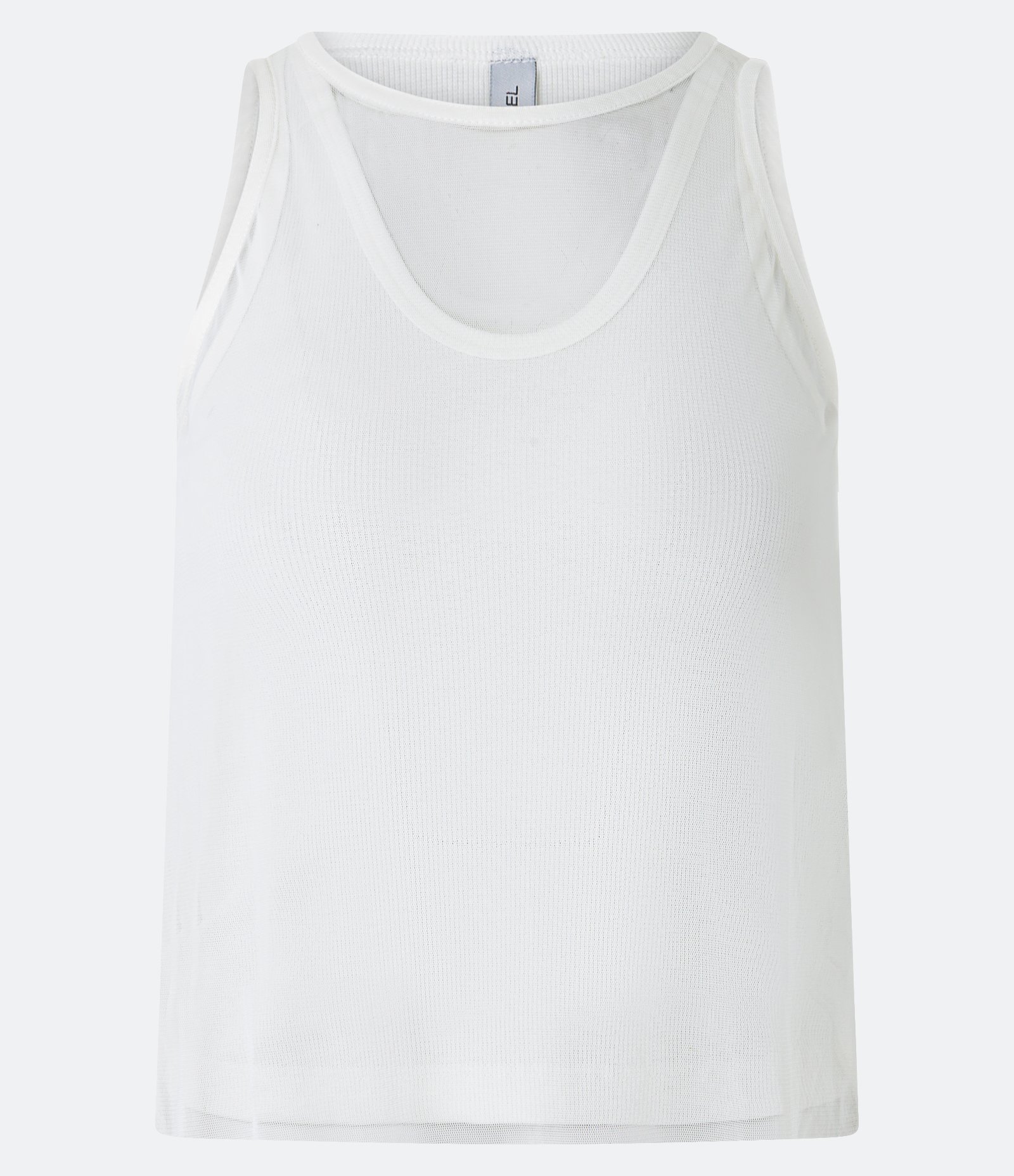 Blusa Regata em Tule com Sobreposições Branco 5