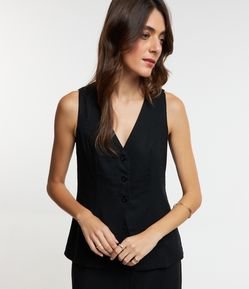 Colete Alongado em Viscolinho com Decote V