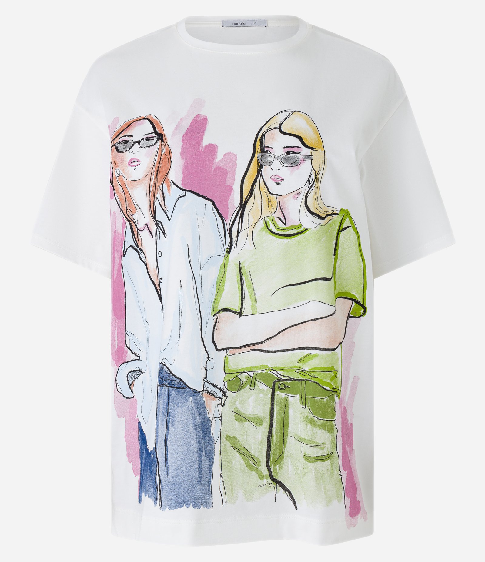 Camiseta em Algodão com Estampa Mulheres Branco Neve 5