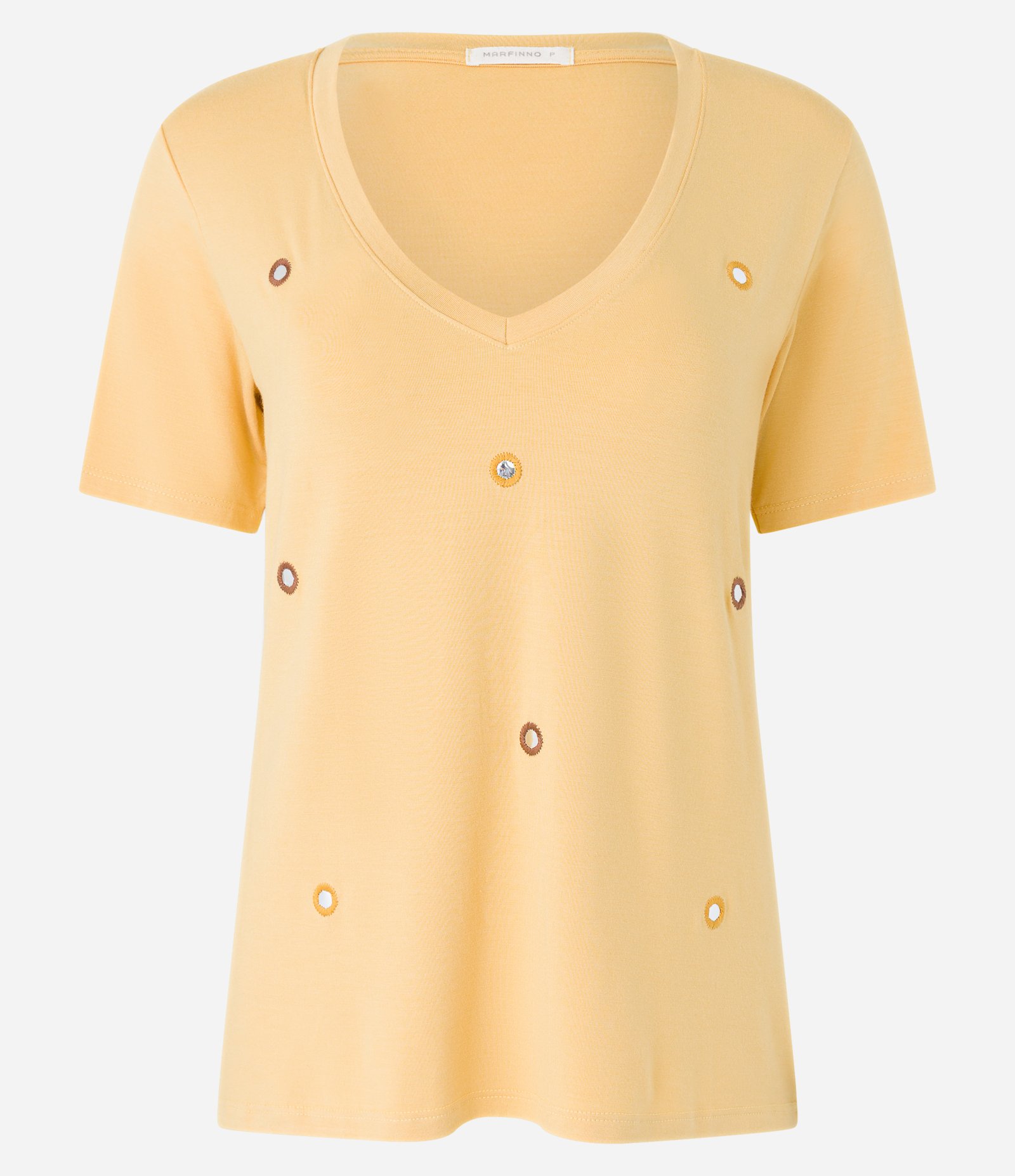 Blusa em Viscose com Aplicação de Mini Círculos Espelhados Amarelo 5