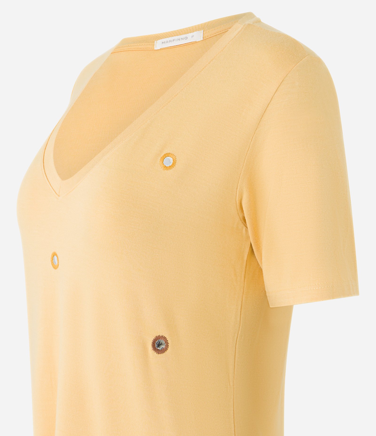 Blusa em Viscose com Aplicação de Mini Círculos Espelhados Amarelo 6