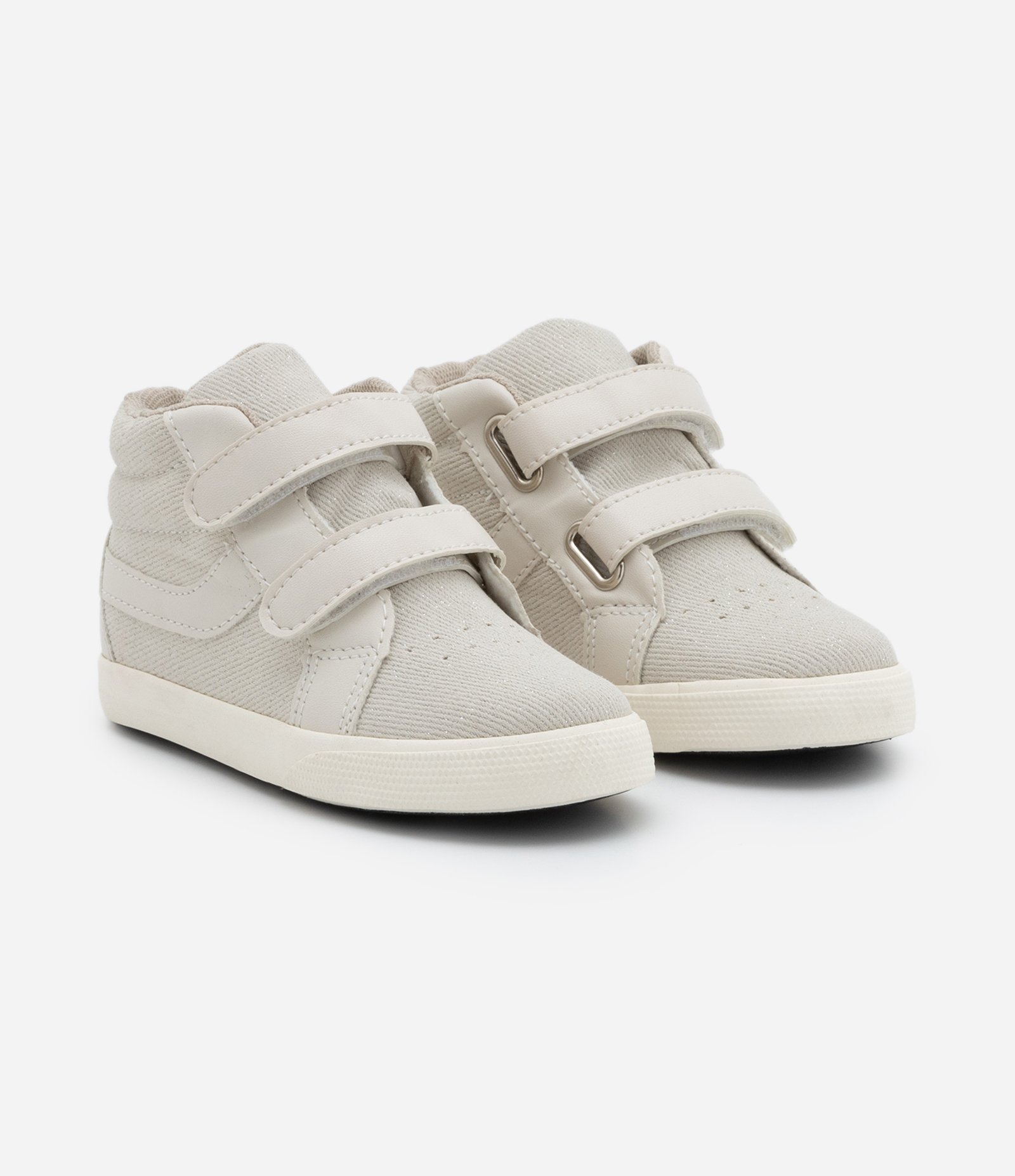 Tênis Botinha Infantil com Velcro e Recortes - Tam 20 ao 27 Off White 1