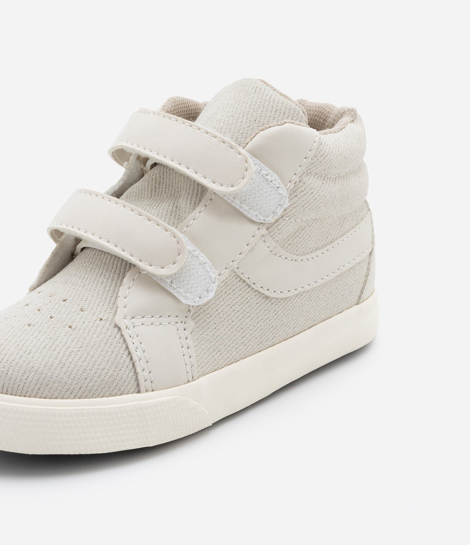 Tênis Botinha Infantil com Velcro e Recortes - Tam 20 ao 27 Off White 3