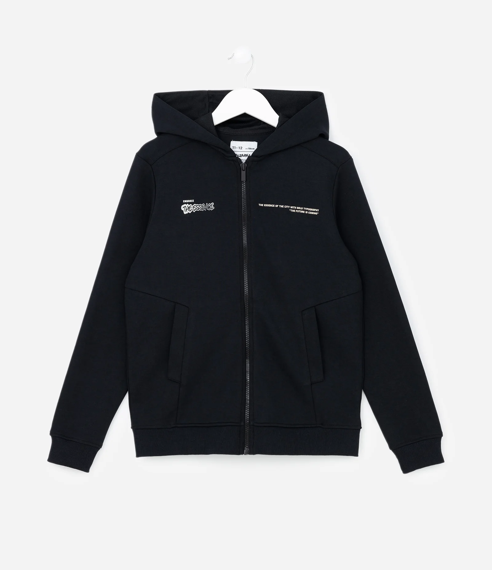 Jaqueta Infantil Interlock com Capuz - Tam 5 a 14 Anos Preto 1