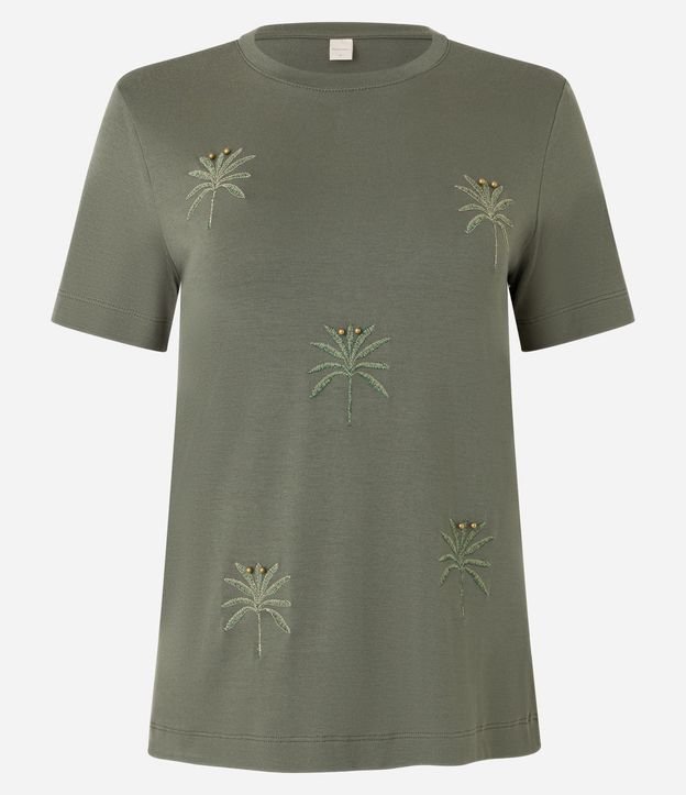 Blusa em Viscose com Bordados de Coqueiros Verde Oliva 5