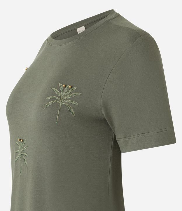 Blusa em Viscose com Bordados de Coqueiros Verde Oliva 6