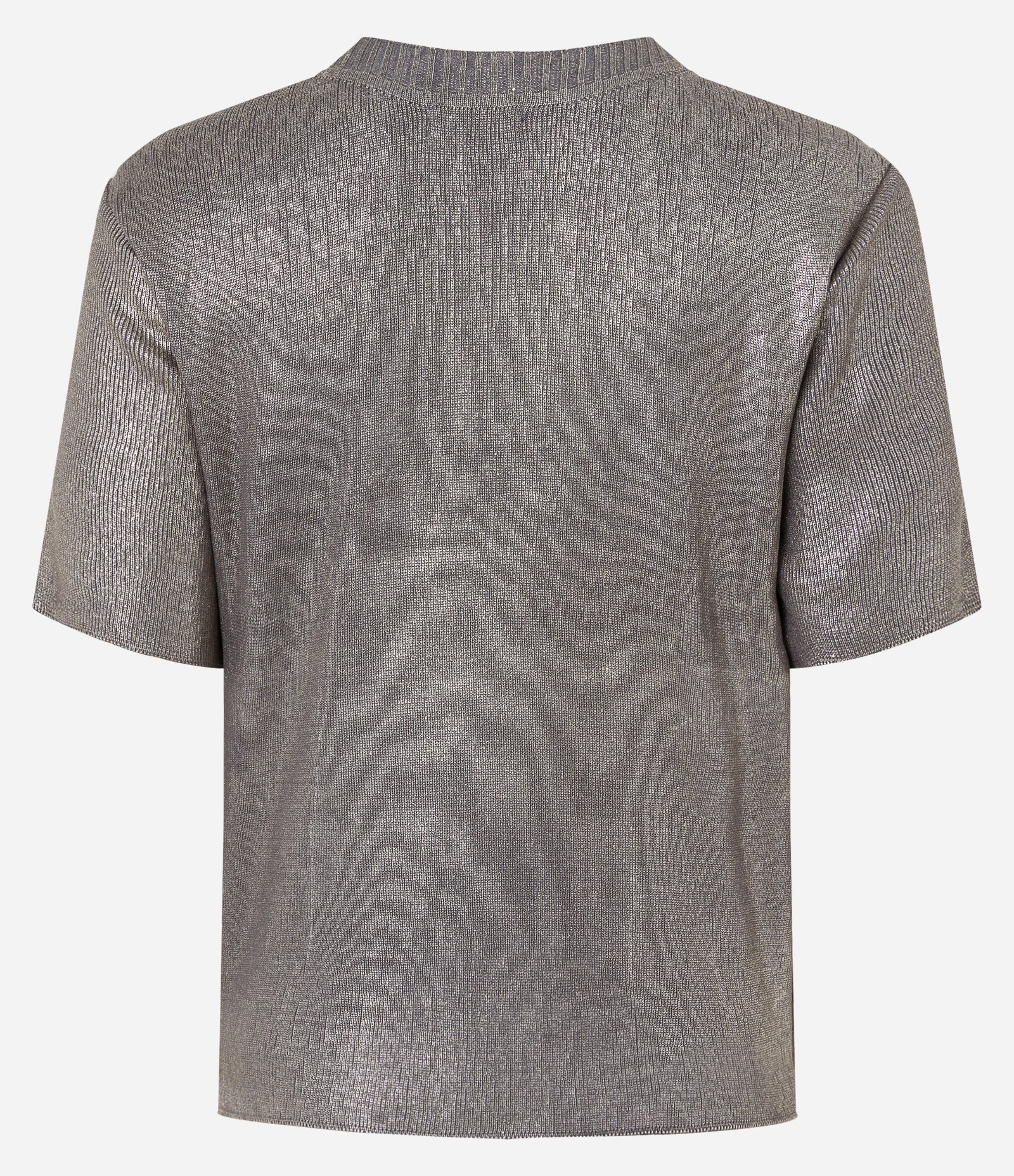 Blusa em Ribana com Superfície em Foil Cinza/ Dourado 7