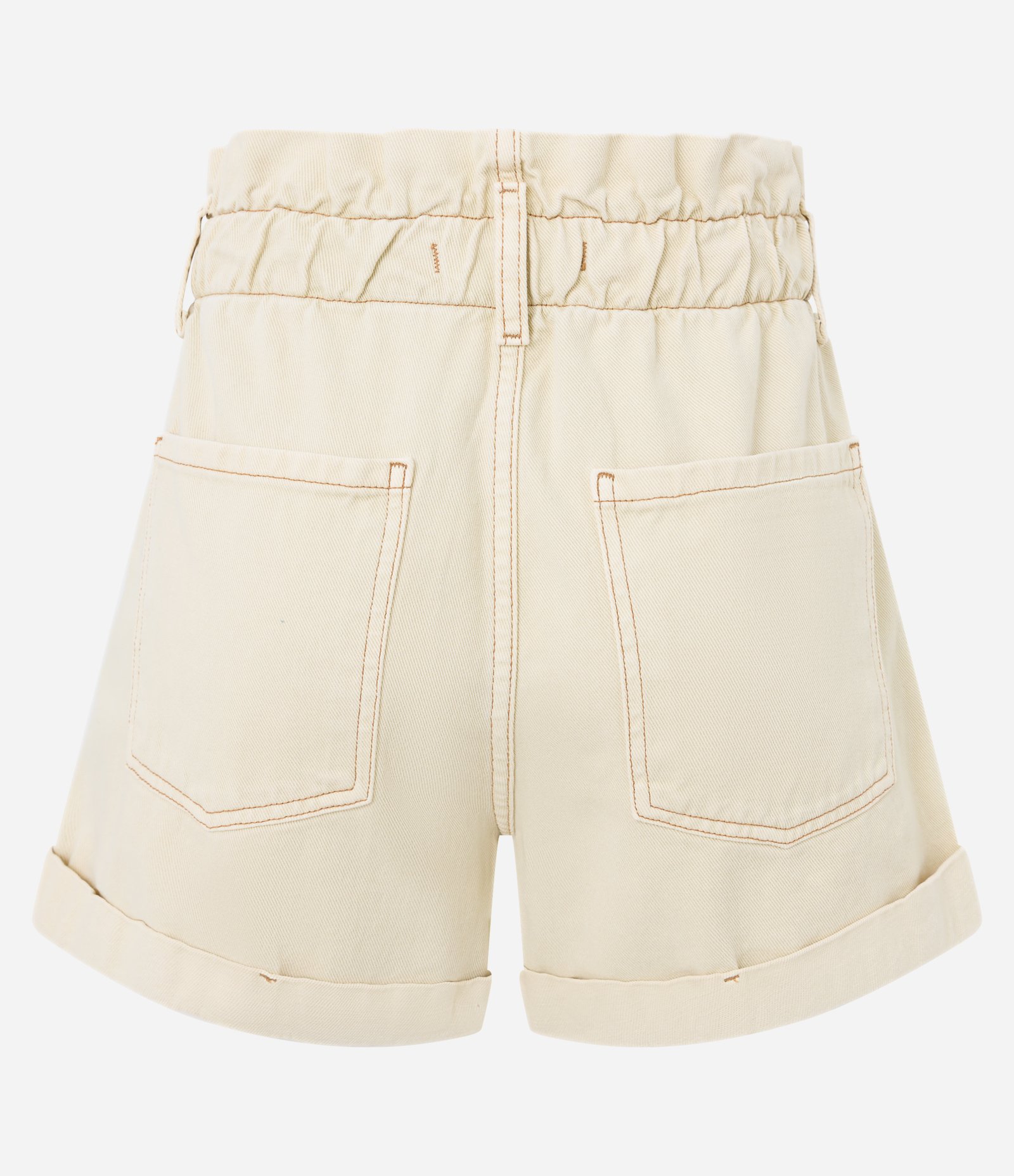 Short Baggy Cintura Alta em Sarja com Elástico no Cós Bege 6