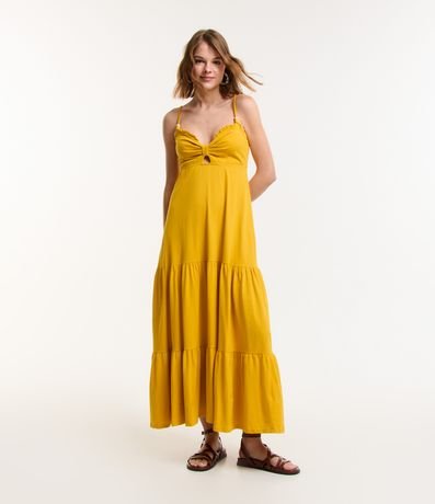 Vestido New Midi em Algodão com Alça Trançada Menor preço em Vestido New Midi em Algodão com Alça Trançada