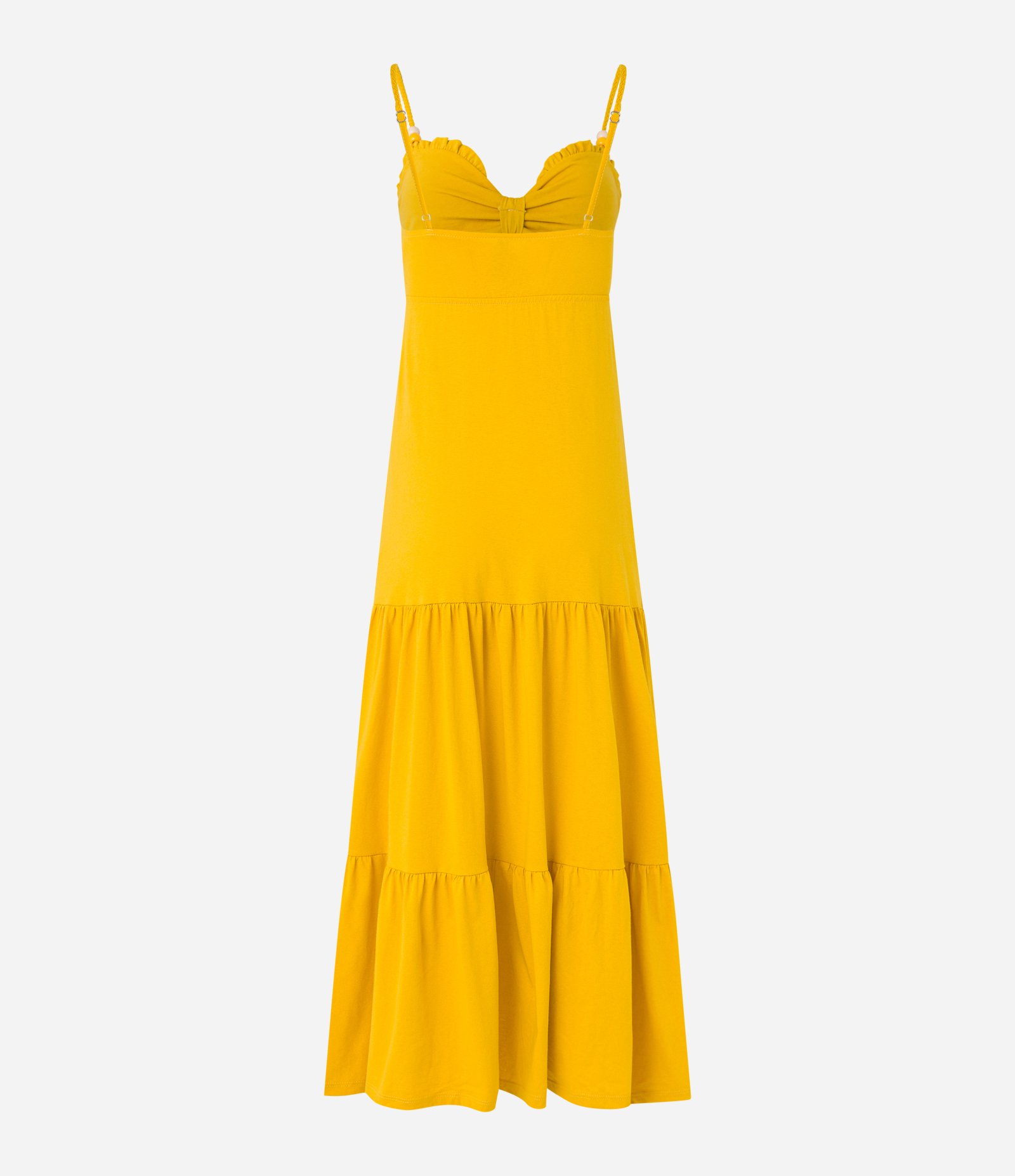 Vestido New Midi em Algodão com Alça Trançada Amarelo 7