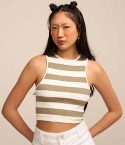 Blusa Cropped sem Manga Seamless com Listras