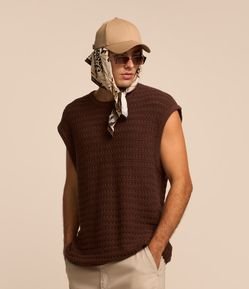 Regata Boxy em Tricô com Gola Redonda