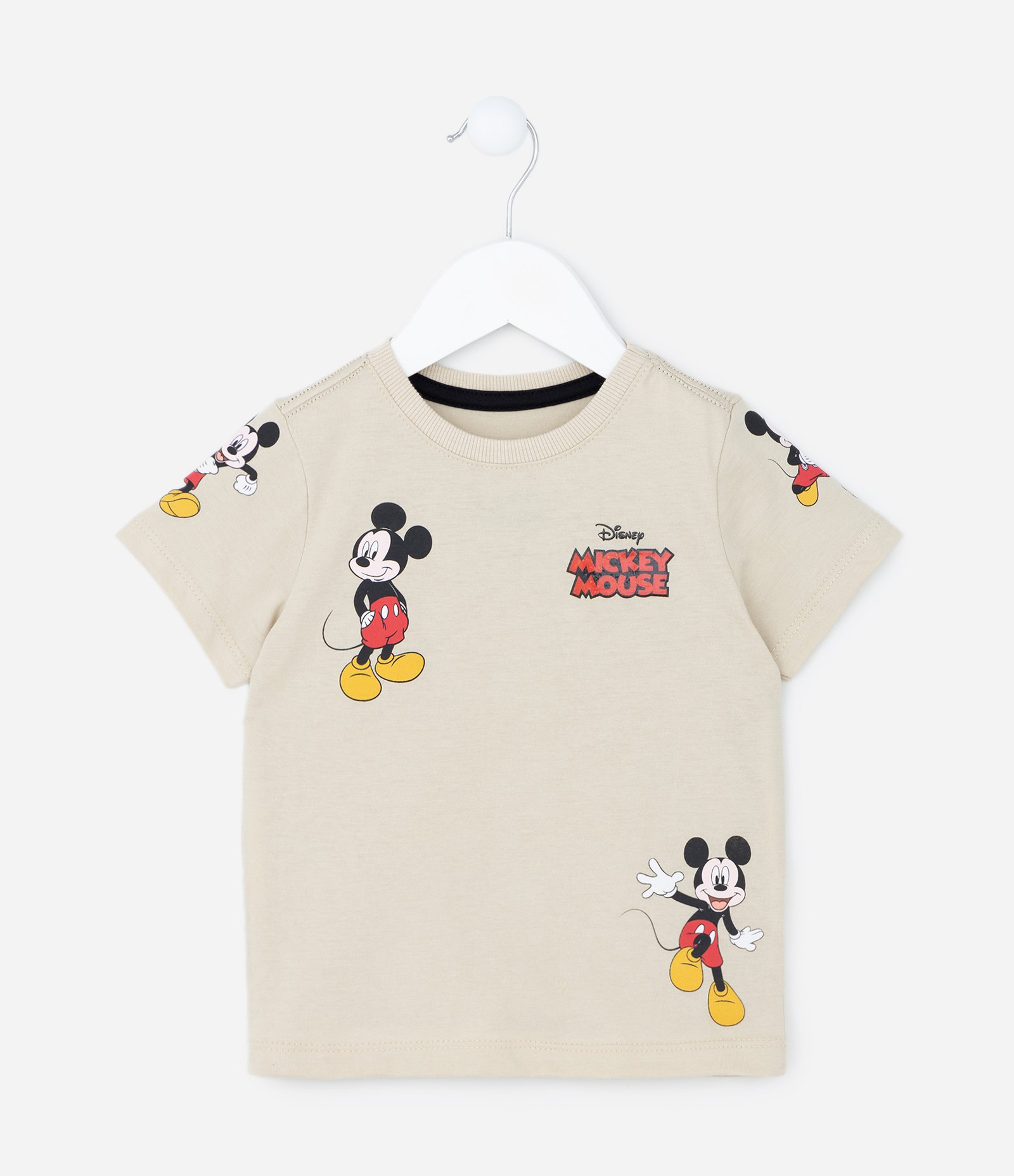 Camiseta Infantil com Estampa do Mickey Mouse - Tam 1 a 5 anos Bege 1