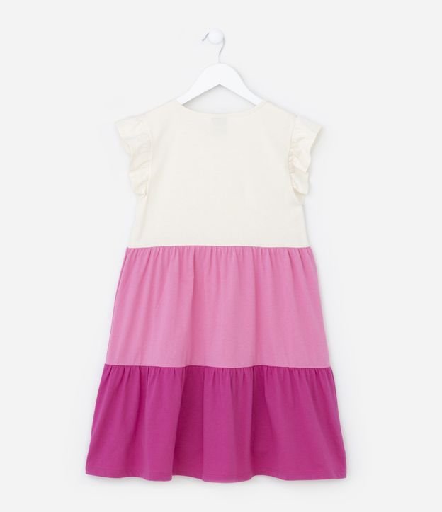 Vestido Infantil em Algodão com Blocos de Cor e Franzidos - Tam 5 a 14 anos