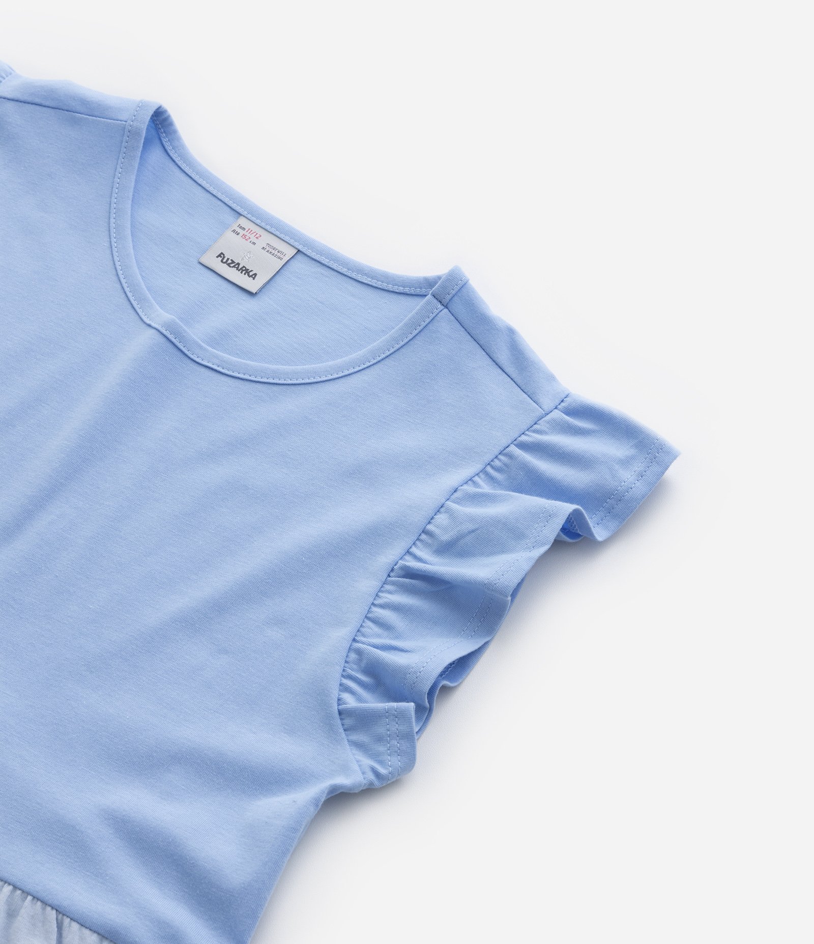 Vestido Infantil em Algodão com Blocos de Cor e Franzidos - Tam 5 a 14 anos Azul 4