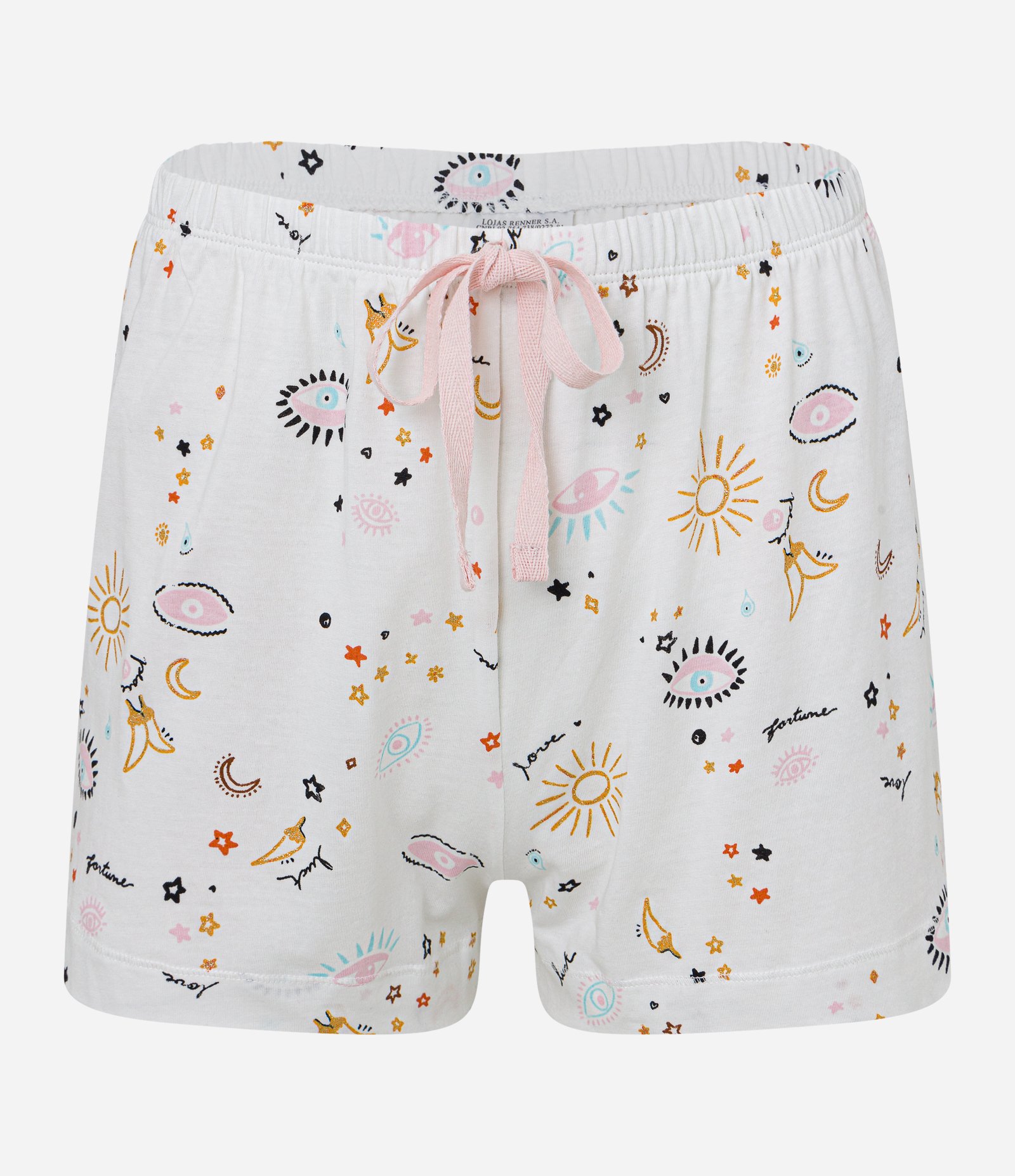 Pijama Short Doll Curto em Algodão e Estampa Olho Grego Branco Neve 9