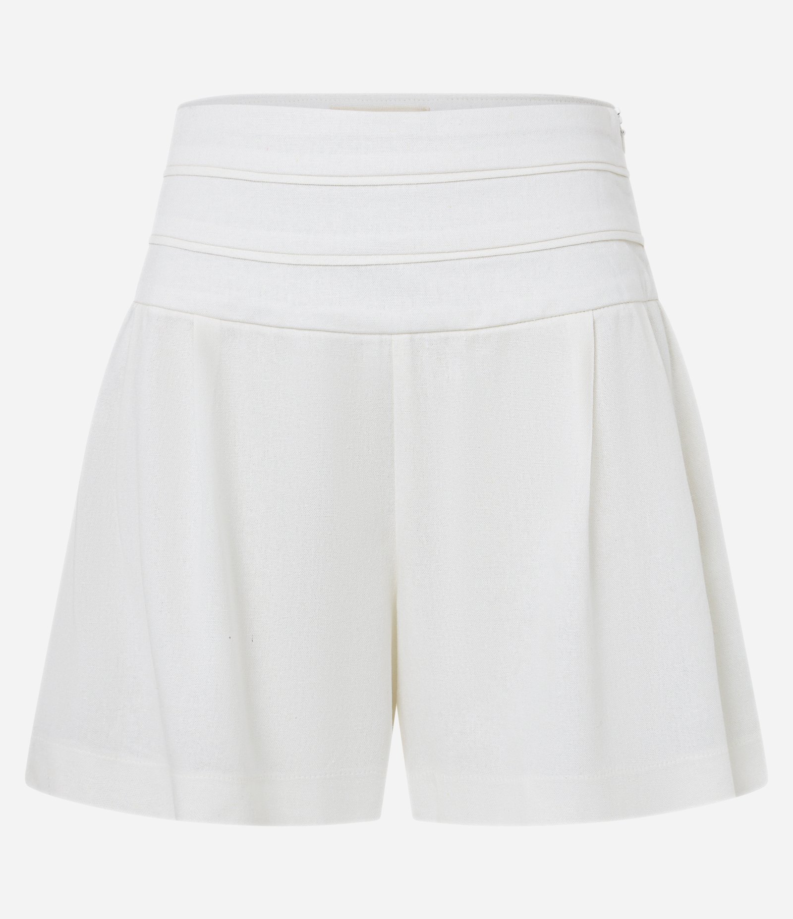 Short em Viscolinho com Costura Aparente e Pregas Branco 5