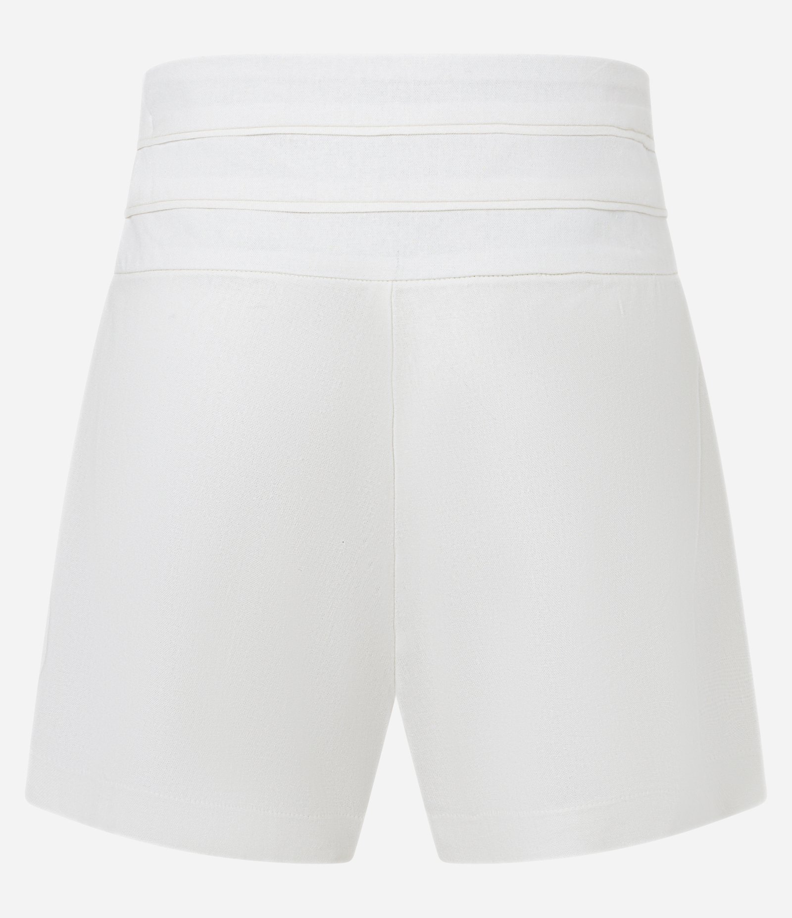 Short em Viscolinho com Costura Aparente e Pregas Branco 6