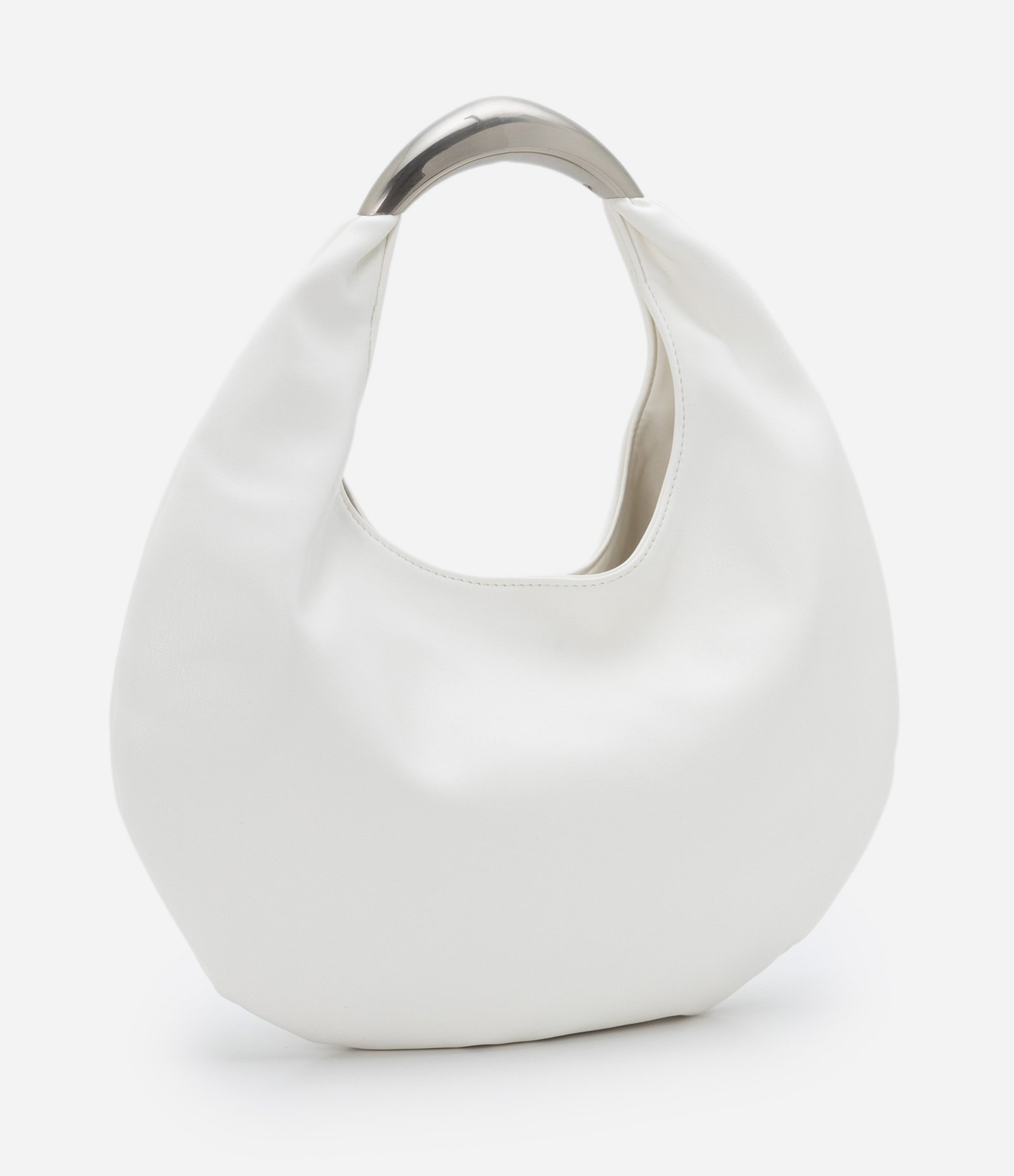 Bolsa Pequena em PU com Alça de Mão em Metal Off White 2