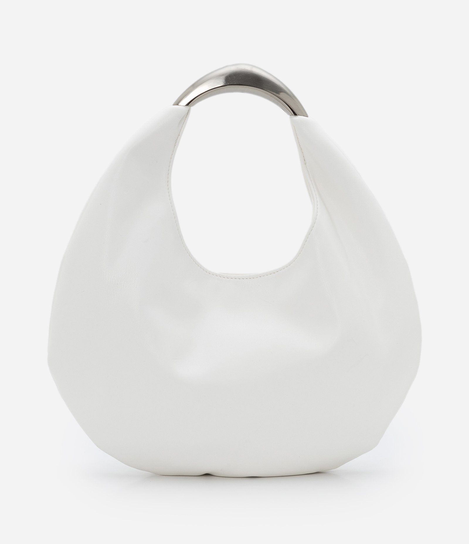 Bolsa Pequena em PU com Alça de Mão em Metal Off White 4