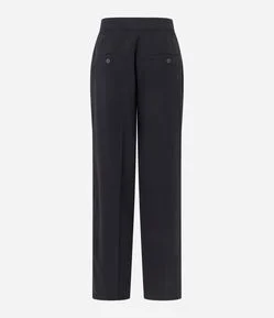 Calça Reta Alfaiatada com Bolsos e Frisos