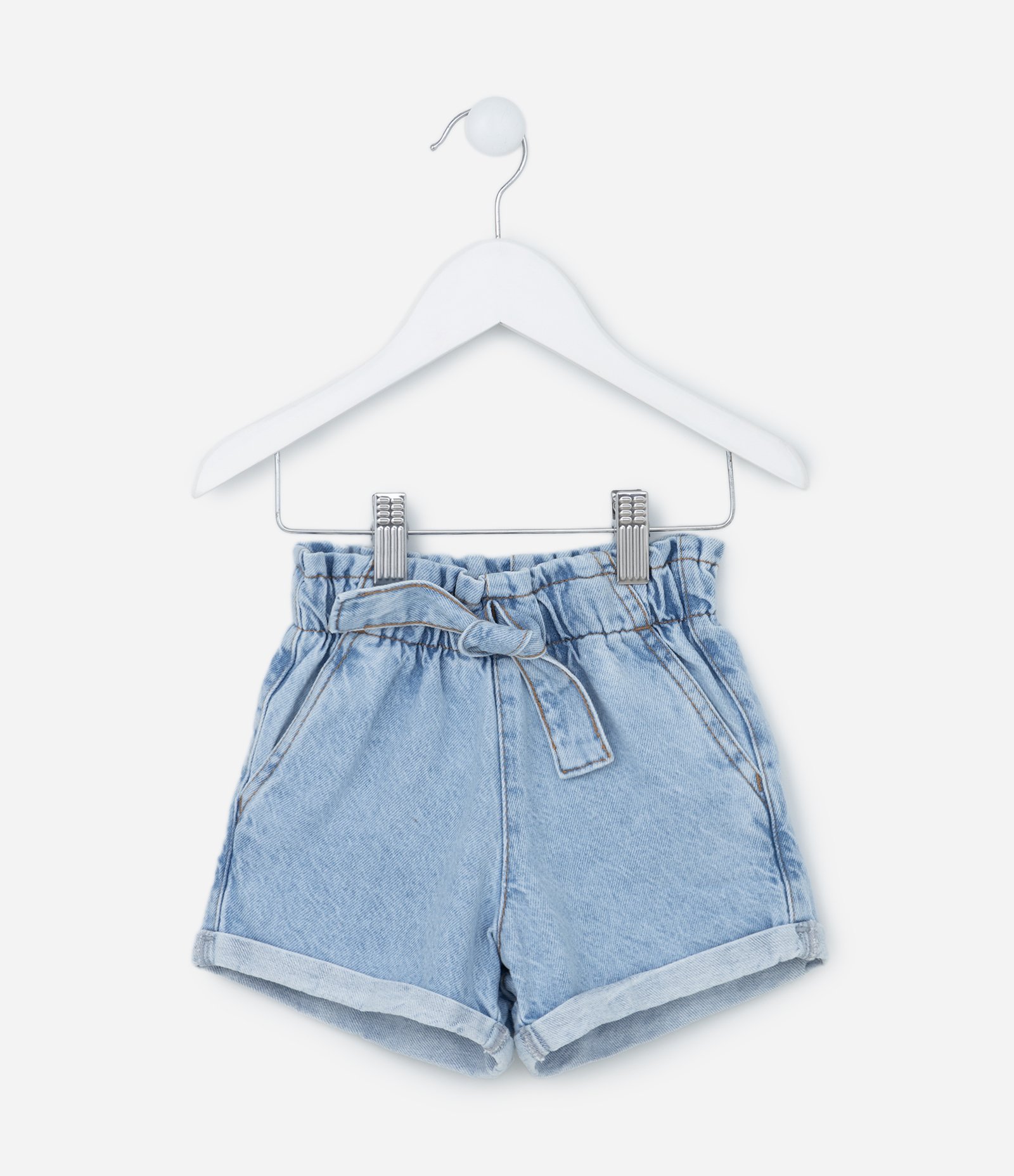 Short Infantil em Jeans com Amarração no Cós - Tam 1 a 5 Anos Azul 1